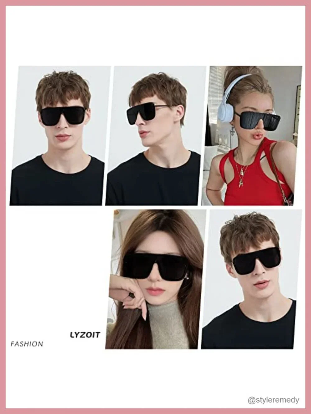 Rimless Oversized Square Sunglasses UV400 Polycarbonate Metal Shield Frame